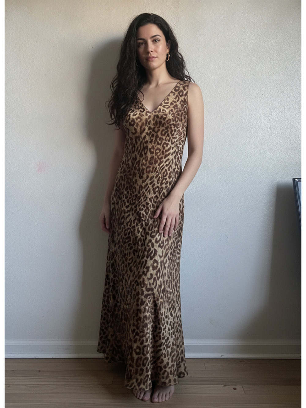 Vintage 100% silk cheetah Jones New York leopard glam sleeveless maxi dress 6 - Picture 1 of 5